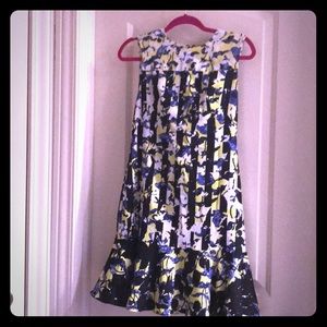 Dress, yellow, black, blue. Size xs. Never worn
